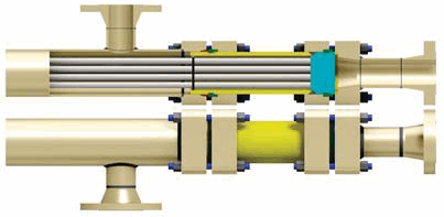 Holland separated head closure. Separate flanges and bolting for each gasket surface.